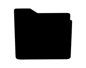 Solid black image depicting a file folder silhouette on a white background