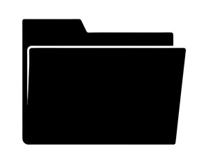 Isolated black folder icon depicting organization and file management on white