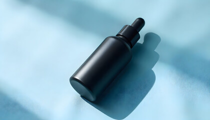 Fototapeta premium Blue nail polish bottle on blue background isolated with makeup and beauty elements