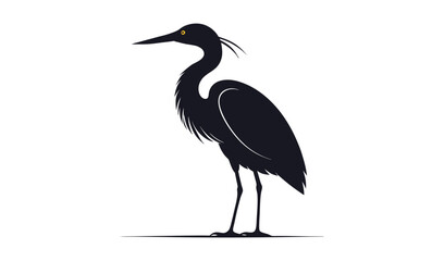 Fototapeta premium Silhouette of a graceful heron standing on a white background