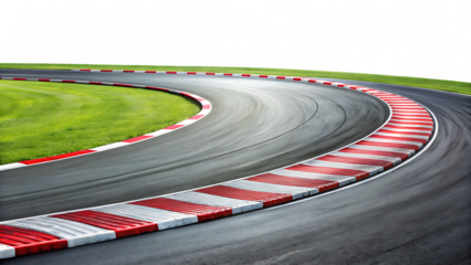   race track with sharp curve and skid marks isolated on white background PNG , AI GENERATED