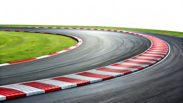   race track with sharp curve and skid marks isolated on white background PNG , AI GENERATED