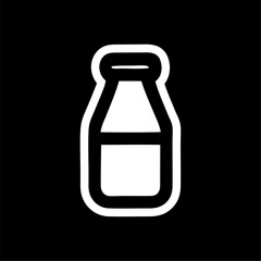 Simple Milk Bottle Icon in Black and White. Flat black and white milk bottle icon with clean lines. Great for dairy branding, food packaging, nutrition labels, and minimalist graphic design elements.
