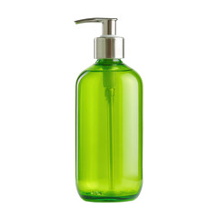 Green bottle of liquid soap with a silver pump top