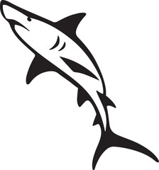 Obraz premium Shark vector art in bold black style, Marine predator silhouette illustration