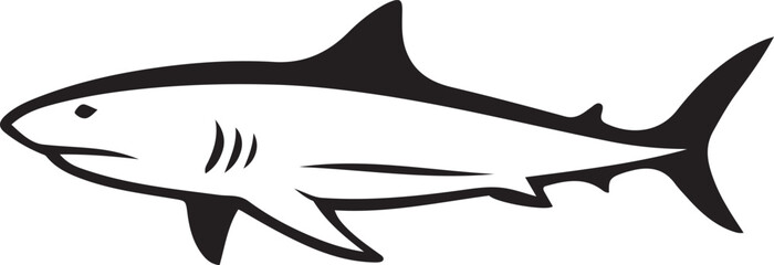 Black shark silhouette simple vector art, Sea creature graphic on white background