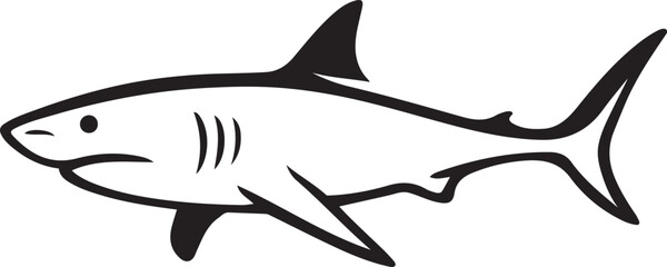 Black shark vector art for design use, Predator fish illustration in bold silhouette