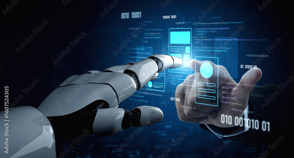 Fototapete ai designing ui ux interface, optimizing application layout, reviewing structure, and aligning code 