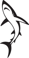 Simple black shark silhouette on white background, Sea creature vector illustration black and white