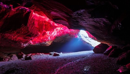 shaped cavern lit by phosphorescent ruby