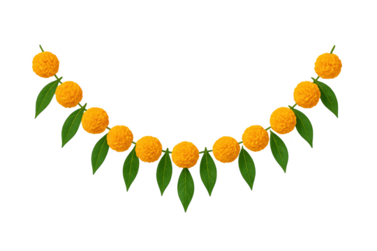 Minimalist Diwali decor with botanical elements Decorative Orange Floral Garland with Leaves