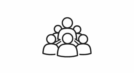Vector Outline Group of People Icon for Community Support, Mental Health Awareness, and Suicide Prevention