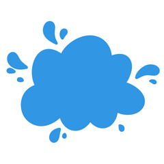 Obraz premium Blue cartoon cloud shape with splashes on white background 