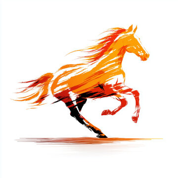 Vector line drawings are made in a minimalist style, ideal for casual use or premium offers. The drawing is dressed in elegant, elegant clothes. The figure of a horse, which seems to float in space, c