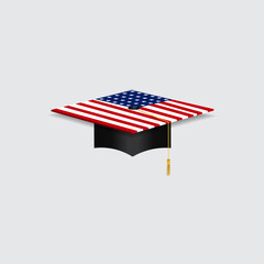 Graduation cap hat isolated on white background vector illustration