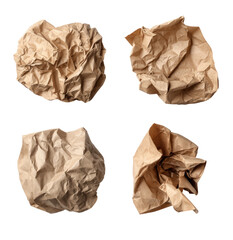 Naklejka premium Four crumpled pieces of kraft paper