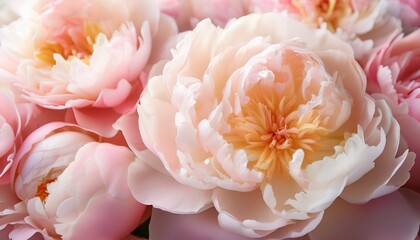vibrant and beautiful peony flower blooming with soft pastel colors and delicate petals floral background ideal for romantic wedding or springsummer designs