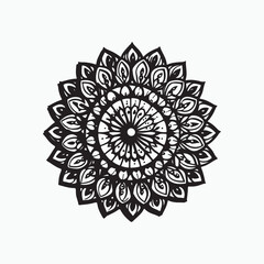Floral circle lace ornament design with a vintage mandala pattern