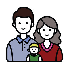 A Couple holding baby vector icon isolated on white background