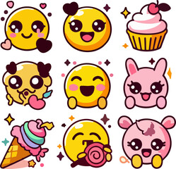 Obraz premium Kawaii Expression Characters in Vector 2