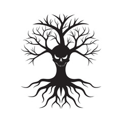 Tree Of Life With Skull Roots Silhouette