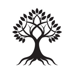 Tree Of Life With Roots As People Holding Hands Illustration