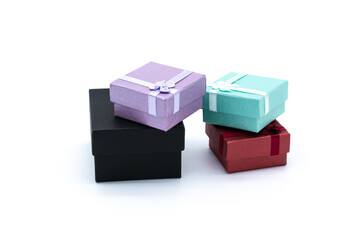 some gift boxes on white isolated background