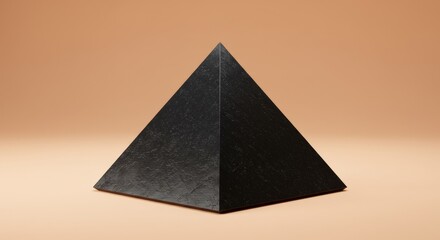 Stunning black pyramid on warm neutral background symbolizes strength and stability beautifully composed