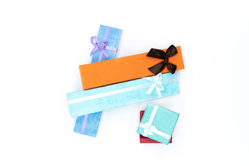 some gift boxes on white isolated background