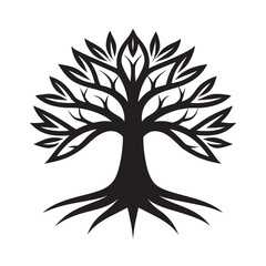 Tree Of Life With Geometric Roots Silhouette Illustration
