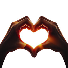 Fototapeta premium Hands forming a heart shape against a dark background expressing love and support