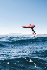 Wing foiling in the sea