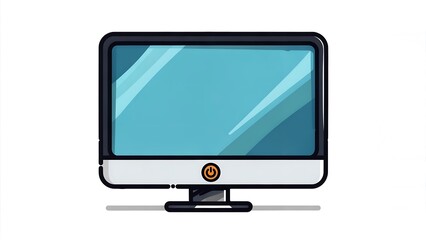 Modern Flat Design Computer Monitor with Power Symbol