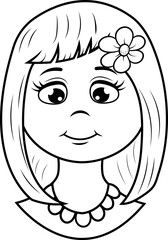 Una niña sonriente con una flor en el pelo irradia alegría y un encanto inocente.