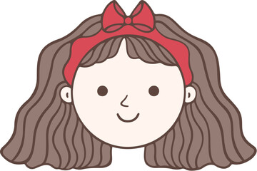 Cartoon girl with red bow
