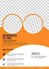 Clean Orange and White Business Flyer Template with Dual Photo Placeholders