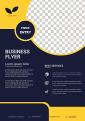 Modern Business Flyer Template with Yellow and Navy Design – Free Entry Label