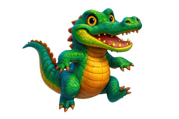 Colorful Cartoon Alligator with Transparent Background