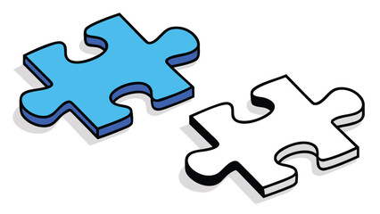 Conceptual Puzzle Pieces Illustrating Connection and Problem Solving in Business and Personal Contexts Featuring Blue and White