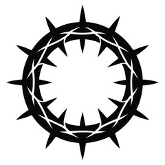 Silhouette of a Crown of Thorns with Sharp Spikes and Vines Illustration