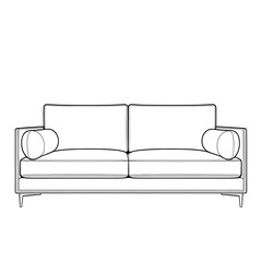 Modern Line Art Sofa Illustration in Black and White – Minimalist Furniture Design