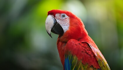 Obraz premium vibrant scarlet macaw showcases its stunning beauty in nature s lush environment