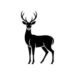 standing deer silhouette black and white wildlife animal nature