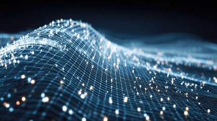 Abstract digital network pattern with glowing points.