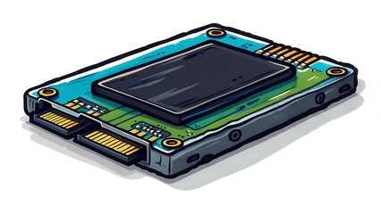 Vector illustration of a solid-state drive (SSD) component.