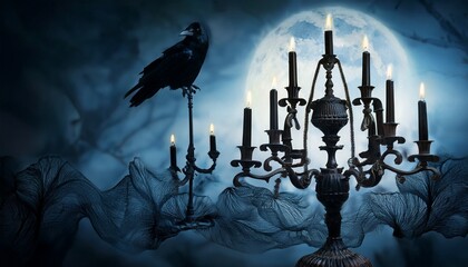 elegant halloween graphics raven lace candelabra