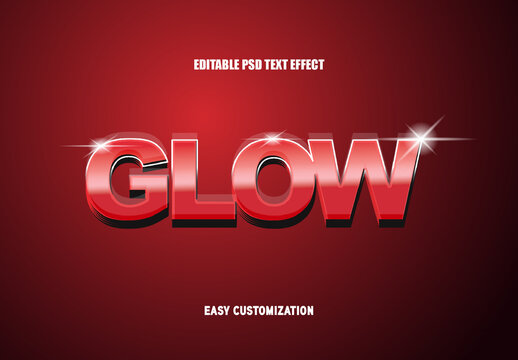 Red And Black 3D Bold Glossy Font Shining Layered Text Effect