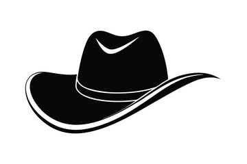 Black Silhouette of a Stylish Cowboy Hat with Elegant Band Design Graphics