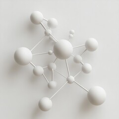 Fototapeta premium Abstract White Molecular Structure. Minimalist 3D Render of Interconnected Spheres, Clean and Modern Design.