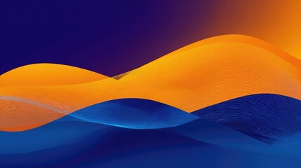 Abstract design with overlapping orange and blue waves.